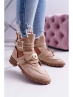 Lu Boo béžové Suede vystřihnout kotníkové boty Rock Girl