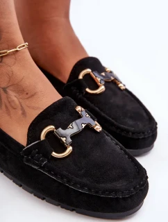 Kožené Dámské Mokasíny S Ozdobou Černé Dionira
