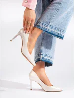Stylové lodičky bílé dámské na jehlovém podpatku Stylové lodičky bílé dámské na jehlovém podpatku