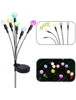 SOLÁRNÍ LAMPA TANČÍCÍ VE VĚTRU BAREVNÉ KOULE 6 LED 72CM