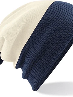 Beechfield B 451 2-barevná pletená čepice s bambulí 53.0451 off white/french navy