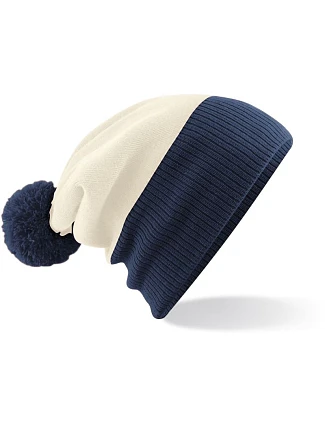 Beechfield B 451 2-barevná pletená čepice s bambulí 53.0451 off white/french navy Beechfield B 451 2-barevná pletená čepice s bambulí 53.0451 off white/french navy