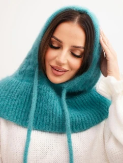 Dámská čepice s kapucí, šněrováním a copánkovým vzorem mátová