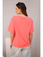 Dámská bavlněná basic halenka s krátkým rukávem malinová