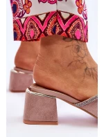 Semišové pantofle na vysokém podpatku S.Barski KV-612-2 Béžove Semišové pantofle na vysokém podpatku S.Barski KV-612-2 Béžove