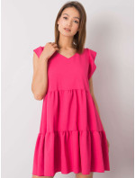 RUE PARIS Růžové šaty s volány