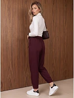 Dámské jogger kalhoty s gumou v pase, bordové, FashionStreet UY3153 Dámské jogger kalhoty s gumou v pase, bordové, FashionStreet UY3153
