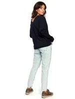 B094 Oversized top s výstřihem do V na zádech - karamelový