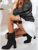 Dámské semišové kozačky na podpatku černé FashionStreet ZY1238