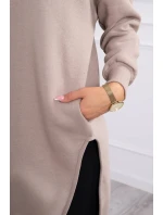 Zateplená mikina s bočními rozparky béžová Zateplená mikina s bočními rozparky béžová