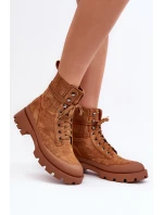 Dámské Traperové Botky S Vrchním Řemínkem Camel Gordts Dámské Traperové Botky S Vrchním Řemínkem Camel Gordts
