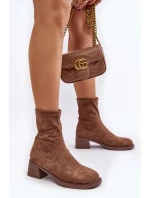 Dámské botky na nízkém podpatku hnědé Aphroteia