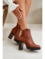 Dámské zimní botky na vysokém podpatku se zipem Camel Bioria