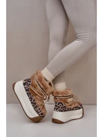 Kožené Dámské Sněhule Na Silné Podešvi S Kožešinou Panteřa Big Star OO274A207 Hnědé