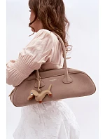Bagetová kabelka z imitace semiše s přívěskem Doga Béžová Annette