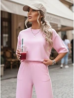 Dámská tepláková souprava s krátkým rukávem růžová FashionStreet AY1168 Dámská tepláková souprava s krátkým rukávem růžová FashionStreet AY1168