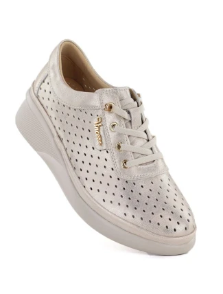 Dámské kožené polobotky na zlaté platformě Vinceza 79603