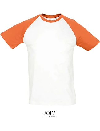 SOL'S Funky Pánské 2-barevné raglánové tričko 25.1190 white/orange SOL'S Funky Pánské 2-barevné raglánové tričko 25.1190 white/orange