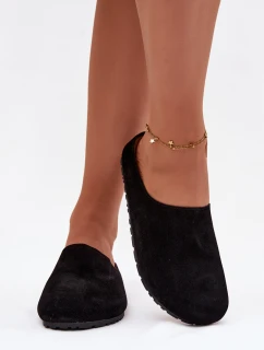 Dámské pantofle z eko semiše černé Kalvess