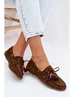 Dámské mokasíny s třásněmi a korálky Hnědé Teresa