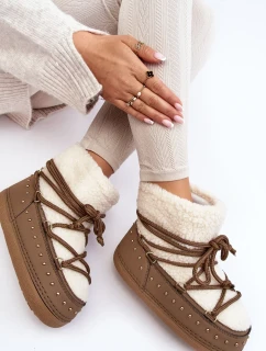 Dámské hnědé zateplené boty do sněhu Rohes