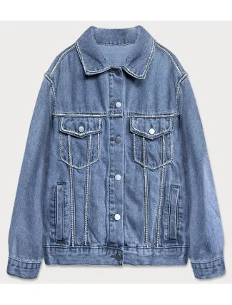 Světle modrá dámská džínová denim bunda se zirkony (T2861) Světle modrá dámská džínová denim bunda se zirkony (T2861)