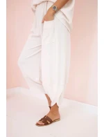 Komplet z viskózy halenka + kalhoty béžový