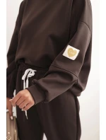 Dámská souprava máslová s volnou mikinou a kalhotami s nápisem LOVE hnědá