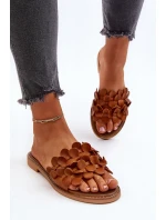 Zazoo 40381 Dámské Kožené Žabky Na Ploché Podrážce Hnědé