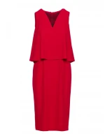 S422 Šaty s krajkovou vsadkou - červené S422 Šaty s krajkovou vsadkou - červené