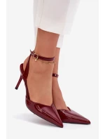 Dámské lodičky s odkrytou patou – lakované bordó Laretta Dámské lodičky s odkrytou patou – lakované bordó Laretta