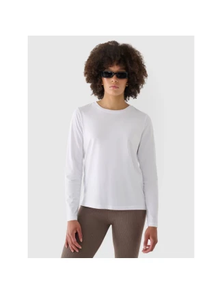 Dámské oversize hladké tričko s dlouhým rukávem 4F 4FWMM00TLONF431-10S Dámské oversize hladké tričko s dlouhým rukávem 4F 4FWMM00TLONF431-10S