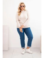 Dámský svetr Plus Size z viskózy s rolákem béžový Dámský svetr Plus Size z viskózy s rolákem béžový