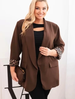 Dámská bunda Plus Size s podšívkou v leopardím vzoru hnědá