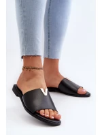 Dámské sandály z ekokože na ploché podrážce, černé Maliha