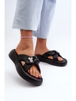Dámské kožené sandály na platformě černé GOE NN2N4110