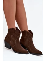 Dámské kovbojské kotníkové boty z přírodní velurové kůže Beretta – čokoládové Dámské kovbojské kotníkové boty z přírodní velurové kůže Beretta – čokoládové