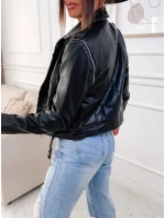 Černá bunda ramoneska - vesta z eko kůže FL202050 černá - FLAM Mode Černá bunda ramoneska - vesta z eko kůže FL202050 černá - FLAM Mode