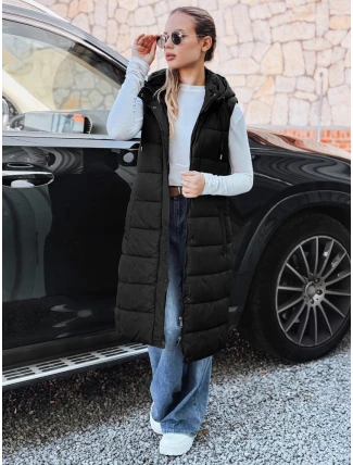 Dámská dlouhá prošívaná vesta černá FashionStreet TY5267