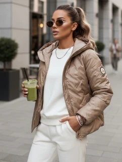 Dámská prošívaná bunda s kapucí FashionStreet camel TY5552