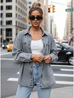Dámská džínová košilová bunda šedá FashionStreet TY5679