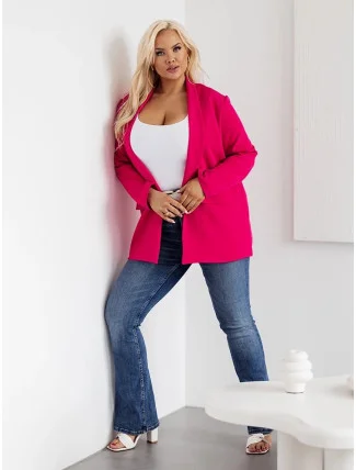 Klasické dámské plus size sako v malinové barvě (8275) Klasické dámské plus size sako v malinové barvě (8275)