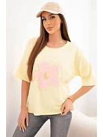 Dámská bavlněná oversize halenka s květinovým potiskem žlutá Dámská bavlněná oversize halenka s květinovým potiskem žlutá