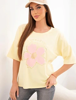 Dámská bavlněná oversize halenka s květinovým potiskem žlutá