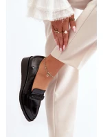 Dámské lakované polobotky loafery černé Polike