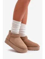 Dámské semišové sněhule na platformě béžové Nereviana