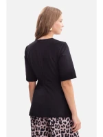 B305 Pletený top s peplum - černý