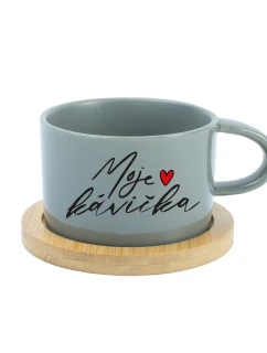 MOJE KÁVIČKA - šedý hrníček makronka 200 ml