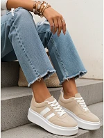 Dámské kožené tenisky LA319 ZY1378 béžové - FashionStreet