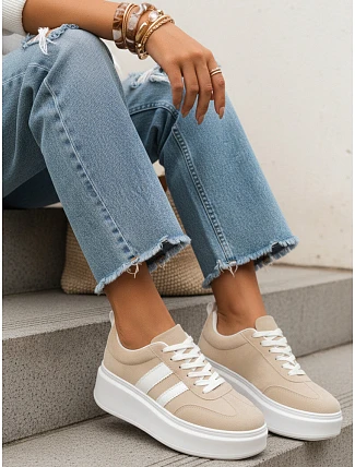 Dámské kožené tenisky LA319 ZY1378 béžové - FashionStreet